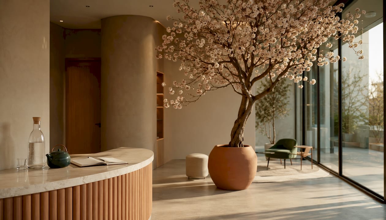 Empfangsbereich mit pflegeleichtem Kunstbaum