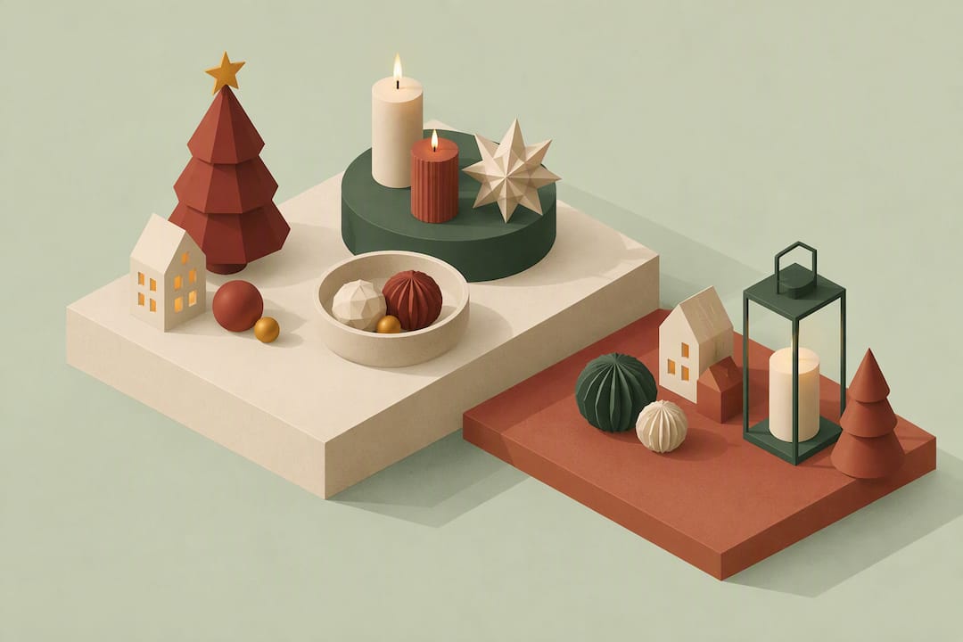 Isometrische Illustration einer weihnachtlichen Dekoration ohne Pflanzen